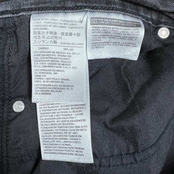 Levis 505 Straight Jeans Womens 33 Charcoal Black Gray High Rise Stretch Crop - Picture 12 of 13